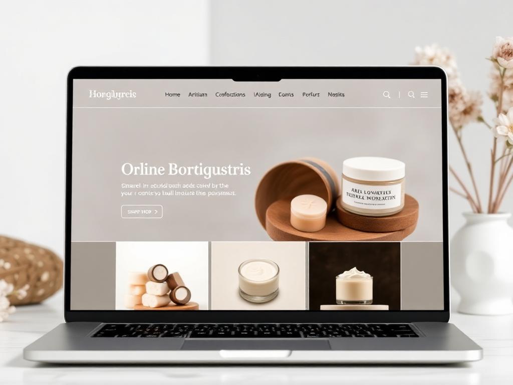 Maquette de boutique en ligne de cosmétiques artisanaux